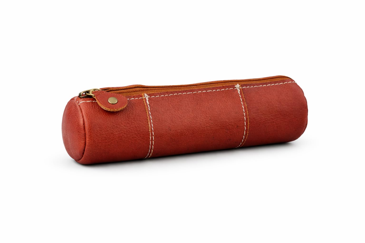 Handcrafted Genuine Leather Pencil Case Vintage Brown Zipper Pouch